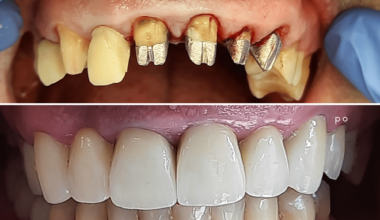 Korony porcelanowe na implantach i zębach własnych